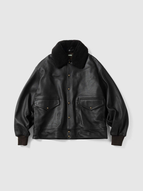 A.PRESSE Leather A-1 Flight Jacket Black, Leather Jackets