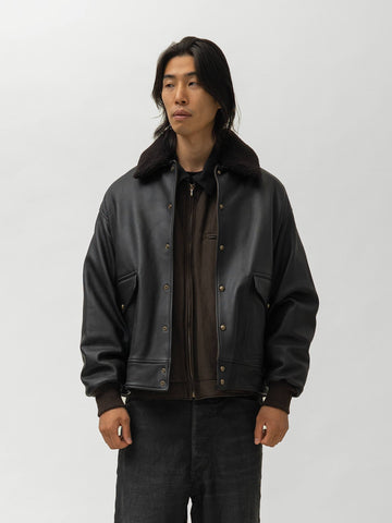 A.PRESSE Leather A-1 Flight Jacket Black, Leather Jackets