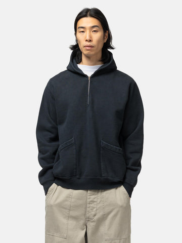 A.PRESSE Sailor Hood Half Zip Sweatshirt Black, Hoodies