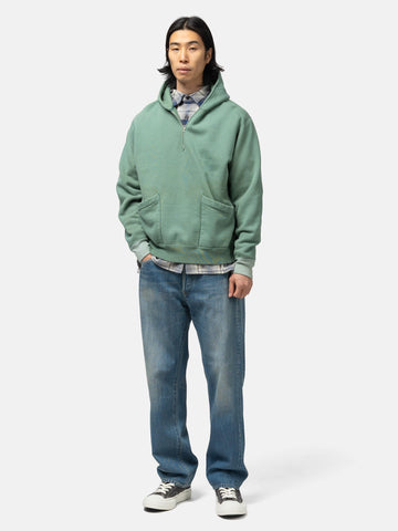A.PRESSE Sailor Hood Half Zip Sweatshirt Green, Hoodies