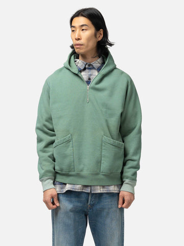 A.PRESSE Sailor Hood Half Zip Sweatshirt Green, Hoodies