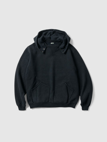 A.PRESSE Vintage Attached Snap Hood Sweat Parka Black, Hoodies
