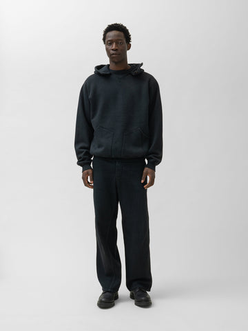 A.PRESSE Vintage Attached Snap Hood Sweat Parka Black, Hoodies