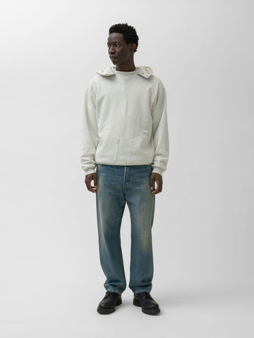 A.PRESSE Vintage Attached Snap Hood Sweat Parka Oatmeal, Hoodies