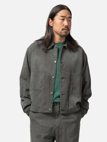 A.PRESSE Vintage Black Chambray Work Jacket Black, Jackets