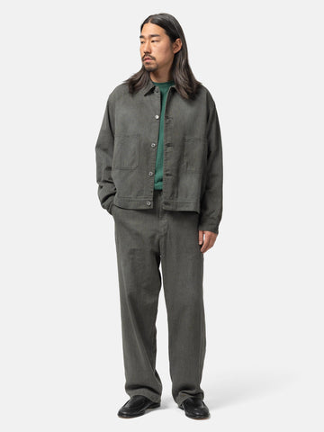 A.PRESSE Vintage Black Chambray Work Pants Black, Pants