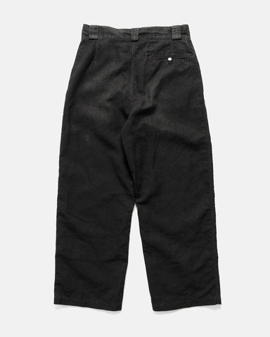 A.PRESSE Vintage Black Linen Trousers Black, Pants