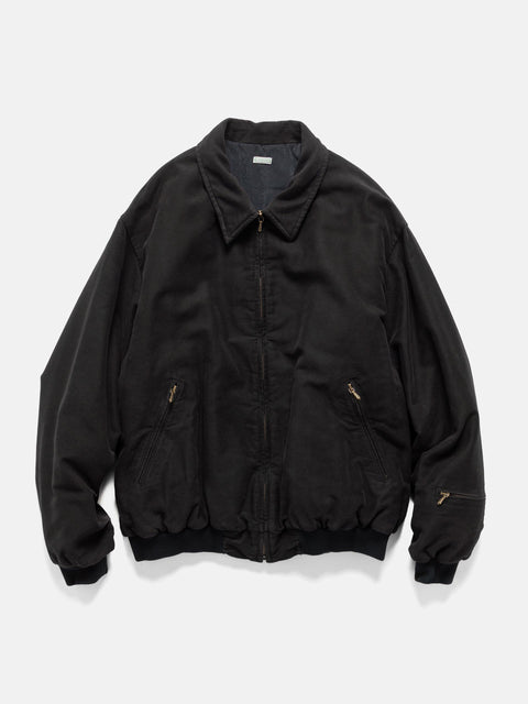 Flat shot of the A.PRESSE Vintage Cotton Silk Moleskin Jacket in Black 