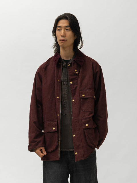 A.PRESSE Vintage Silk Hemp Riding Oiled Jacket Burgundy, Coats