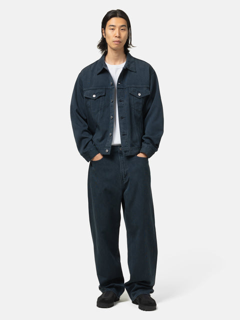 A.PRESSE Washed Silk Cotton Pique Pants Blue, Pants