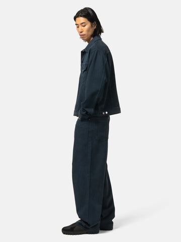 A.PRESSE Washed Silk Cotton Pique Pants Blue, Pants
