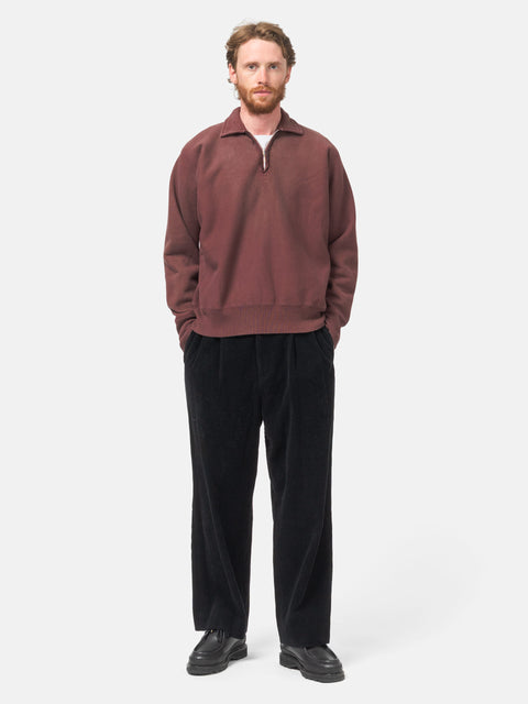A.PRESSE Wool Corduroy Wide Tapered Trousers Black, Pants