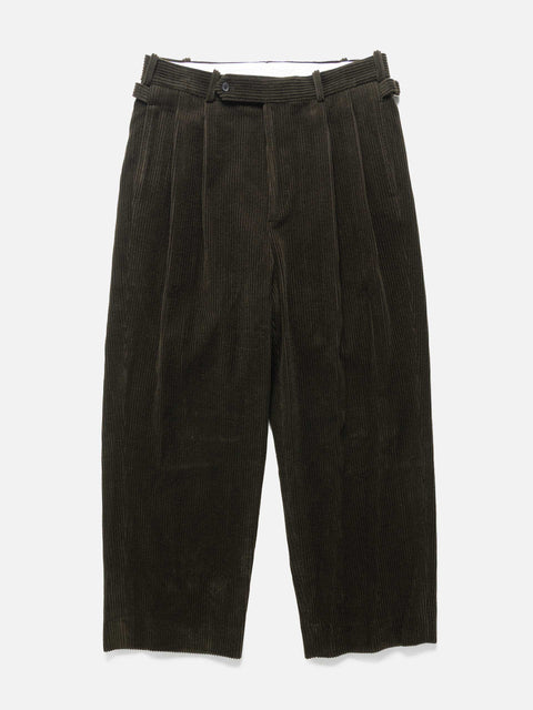 A.PRESSE Wool Corduroy Wide Tapered Trousers Khaki, Pants