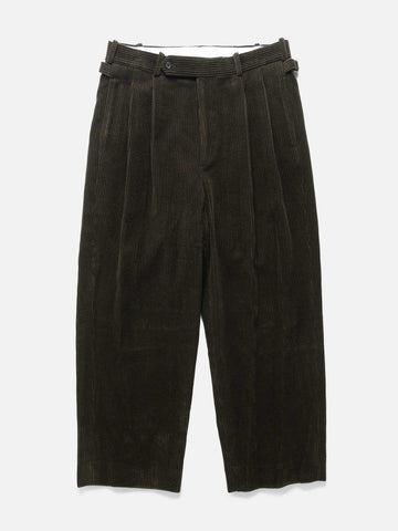 A.PRESSE Wool Corduroy Wide Tapered Trousers Khaki, Pants
