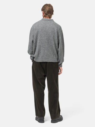 A.PRESSE Wool Corduroy Wide Tapered Trousers Khaki, Pants