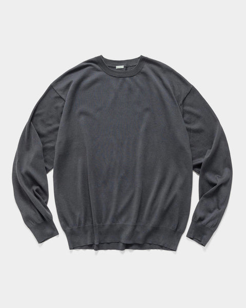 A.PRESSE Wool Cotton High Gauge Crew Neck Sweater Gray, Sweatshirts