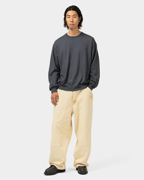 A.PRESSE Wool Cotton High Gauge Crew Neck Sweater Gray, Sweatshirts