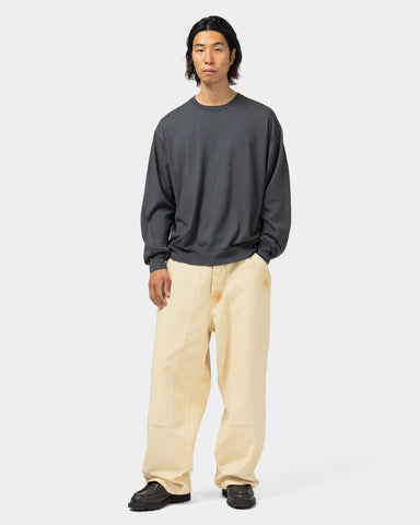 A.PRESSE Wool Cotton High Gauge Crew Neck Sweater Gray, Sweatshirts