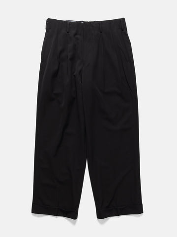 A.PRESSE Wool Rayon Wide Trousers Black, Pants