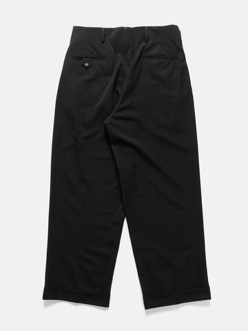 A.PRESSE Wool Rayon Wide Trousers Black, Pants