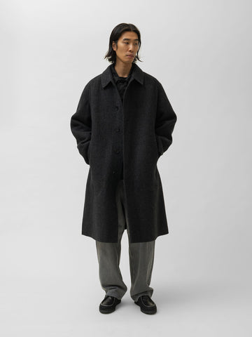 A.PRESSE Cashmere Melton Long Coat Charcoal, Coats
