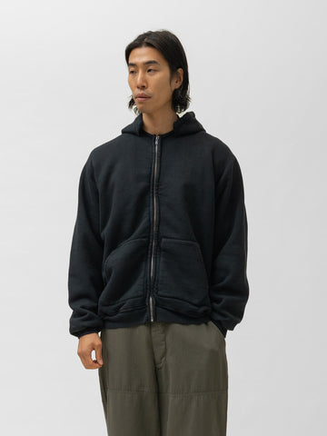 A.PRESSE Vintage Attached Hood Zip Parka Black, Hoodies