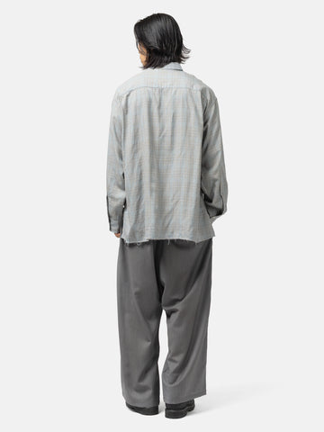 ANCELLM Aging Rayon Check Shirt Blue, Shirts