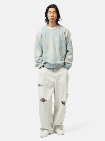 ANCELLM Damage Wide 5P Denim Pants White, Jeans