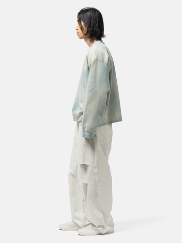 ANCELLM Damage Wide 5P Denim Pants White, Jeans