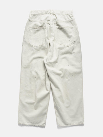 ANCELLM Damage Wide 5P Denim Pants White, Jeans