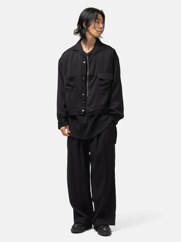 ANCELLM Vegan Suede Open Collar Black, Jackets