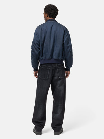 A.PRESSE Vintage Silk Flight Jacket Navy, Bomber Jackets