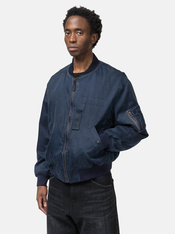 A.PRESSE Vintage Silk Flight Jacket Navy, Bomber Jackets