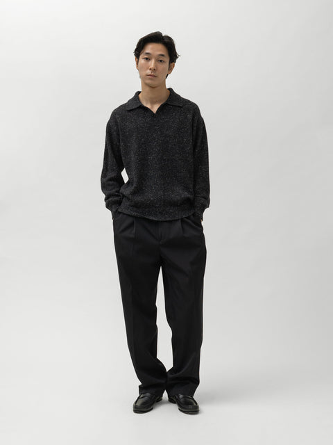 AURALEE Cashmere Nep Knit Polo Mix Black, Sweaters