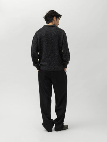 AURALEE Cashmere Nep Knit Polo Mix Black, Sweaters