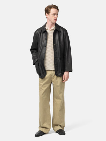AURALEE Garment Dyed Finx Light Chino One-Tuck Wide Pants Beige, Pants