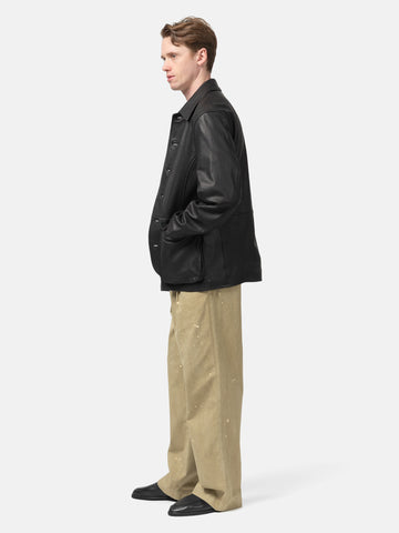 AURALEE Garment Dyed Finx Light Chino One-Tuck Wide Pants Beige, Pants