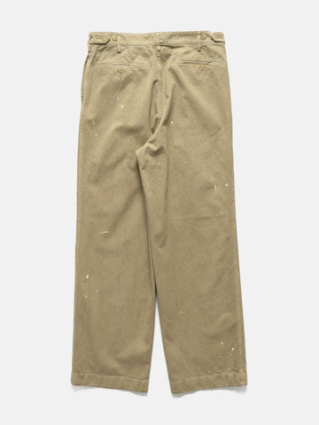 AURALEE Garment Dyed Finx Light Chino One-Tuck Wide Pants Beige, Pants