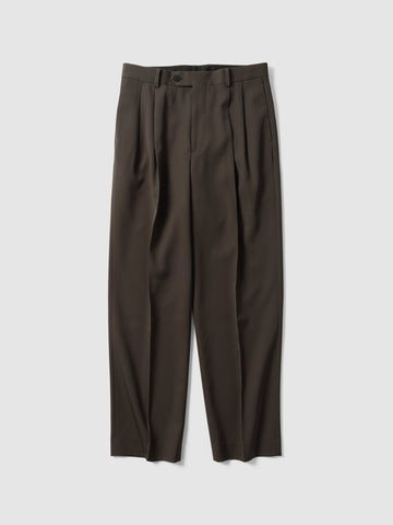 AURALEE Light Wool Max Gabardine Two-Tuck Slacks Dark Brown, Pants