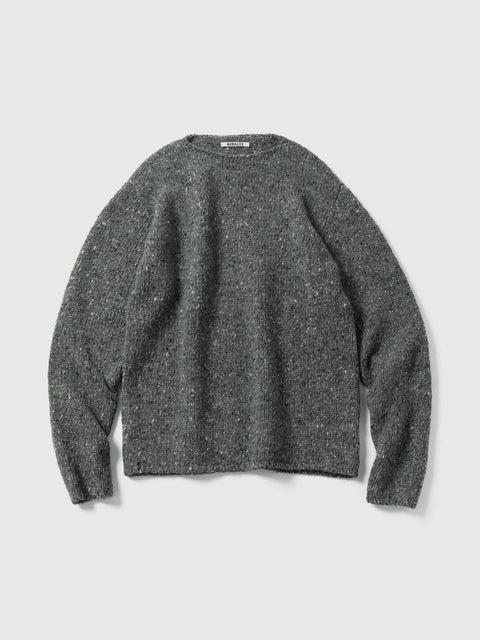 AURALEE Low-Gauge Homespun Tweed Knit P/O Top Charcoal, Sweaters
