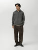 AURALEE Low-Gauge Homespun Tweed Knit Zip Turtle Top Charcoal, Sweaters