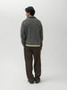 AURALEE Low-Gauge Homespun Tweed Knit Zip Turtle Top Charcoal, Sweaters