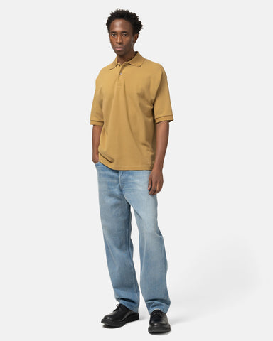 AURALEE Pima Cotton Heavy Pique Polo Khaki Beige, Shirts
