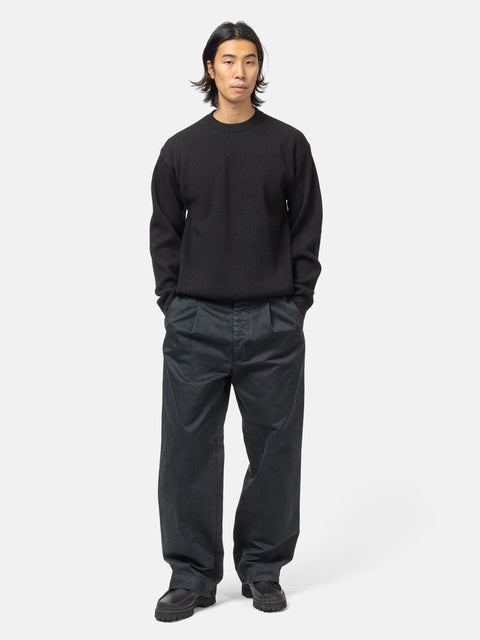 AURALEE Product Dyed Finx Chino One-Tuck Pants Black, Pants