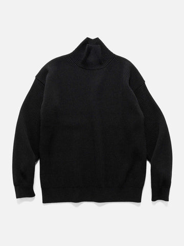 AURALEE Super Fine Wool Rib Knit Turtle Neck Black, Sweaters