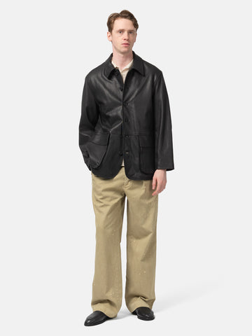 AURALEE Textured Lamb Leather Blouson Black, Leather Jackets