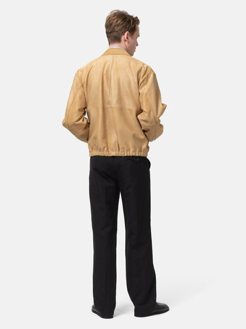 AURALEE Wool Cotton Linen Ox Drawstring Pants Black, Pants