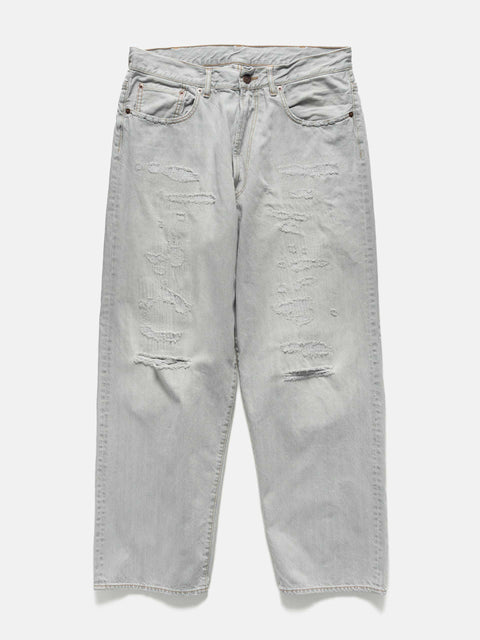 BEAMS 5 Pockets Damage Denim Fade Grey, Jeans