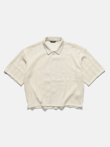 BEAMS Mesh Open Collar Shirt Off White, Shirts
