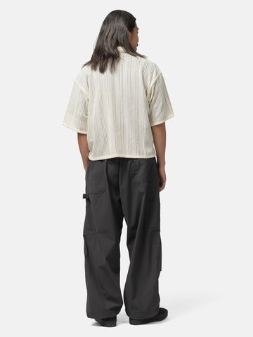 BEAMS Mesh Open Collar Shirt Off White, Shirts